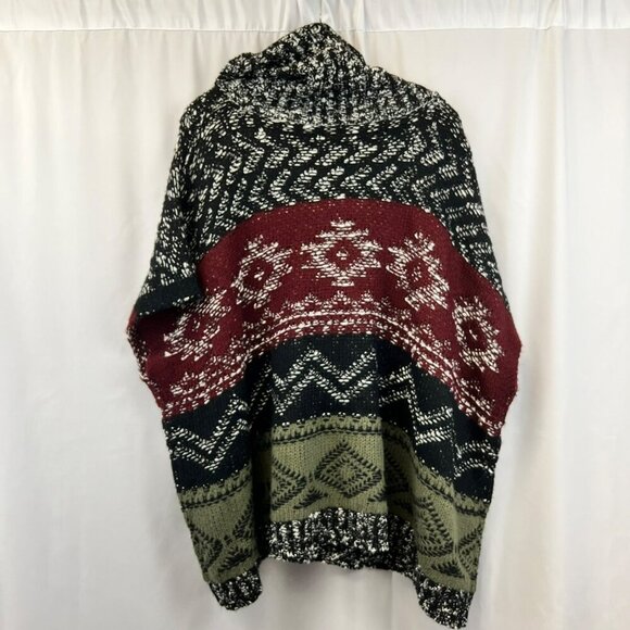 Cliche Couture Knit Poncho Sweater Cowl Neck 1/2 Sleeve Multicolor Size Large - Picture 6 of 8